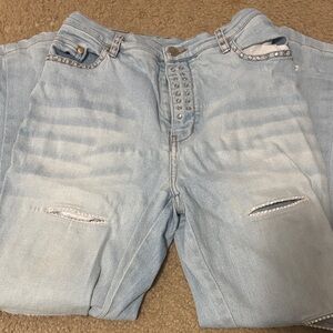 Arev Embellished Light Blue Jeans